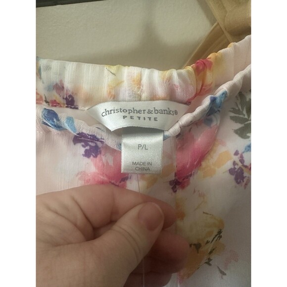 Christopher And Banks Large Petite Pink Floral Skirt Easter Church - Picture 2 of 4